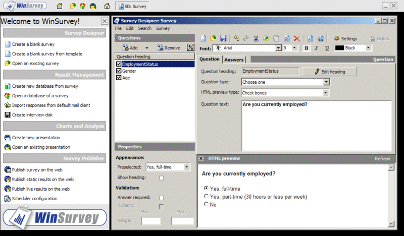 WinSurvey Screenshot